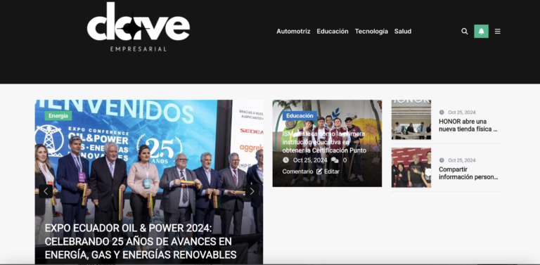 En Periodismo Ecuador estamos de fiesta y no es para menos: acabamos de lanzar Clave Empresarial, un nuevo medio digital que promete convertirse en el referente de las noticias empresariales en el país. Este portal llega con un claro objetivo: destacar las actividades del sector privado, visibilizar a sus protagonistas y mostrar cómo el mundo empresarial impulsa el crecimiento del Ecuador. ¿Por qué Clave Empresarial? Porque creemos en el poder transformador de las empresas y su aporte al desarrollo del país. Este medio será la ventana perfecta para compartir historias de innovación, éxito y compromiso que nacen desde el sector privado. Si te interesa estar al tanto de todo lo que sucede en el ámbito empresarial, no pierdas tiempo y visita clavempresarial.com. Estamos seguros de que este será el espacio donde las empresas y los emprendedores podrán conectar con su audiencia, construir reputación y proyectar lo mejor de sus logros. Este es solo un paso más en nuestro compromiso con la comunicación corporativa de calidad en el Ecuador. Acompáñanos en esta nueva aventura, porque cuando las empresas crecen, crecemos todos. 🚀